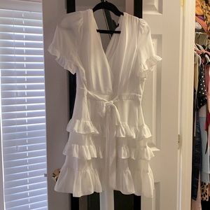 Lulus XL White Ruffle Dress